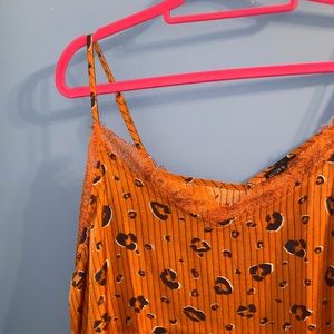 XL slinky, sexy leopard burnt orange tank